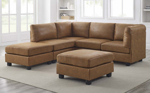 English Elm Faux Leather Modular Sectional Sofa Flexible Pu Upholstered Living Room Seating B2748S00045