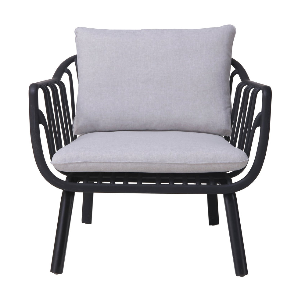 English Elm Christopher Knight Home® - Huron Outdoor PP Club Chair with Waterproof Olefin Cushions, Durable Plastic Frame and Iron Legs - Weather-Resistant Patio Seating Set Black+ Gray N775P178198B