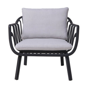 English Elm Christopher Knight Home® - Huron Outdoor PP Club Chair with Waterproof Olefin Cushions, Durable Plastic Frame and Iron Legs - Weather-Resistant Patio Seating Set Black+ Gray N775P178198B