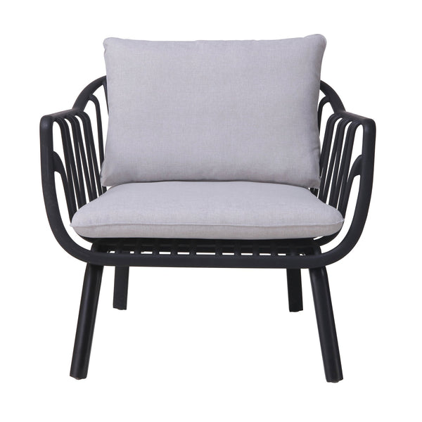 English Elm Christopher Knight Home® - Huron Outdoor PP Club Chair with Waterproof Olefin Cushions, Durable Plastic Frame and Iron Legs - Weather-Resistant Patio Seating Set Black+ Gray N775P178198B