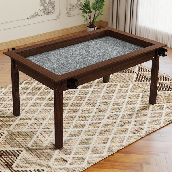 English Elm 63" Convertible Board Game Dining Table Solid Pine Legs Leatherette Mat Seats Six W1120P338188