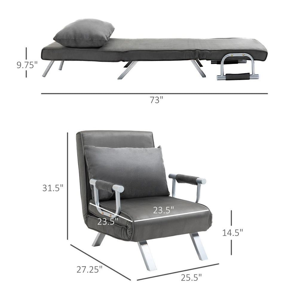 English Elm Single Convertible Sleeper Chair Suede Foam Cushion Chaise for Studio Apartments T3971P383979