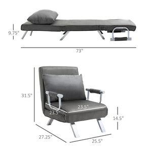 English Elm Single Convertible Sleeper Chair Suede Foam Cushion Chaise for Studio Apartments T3971P383979