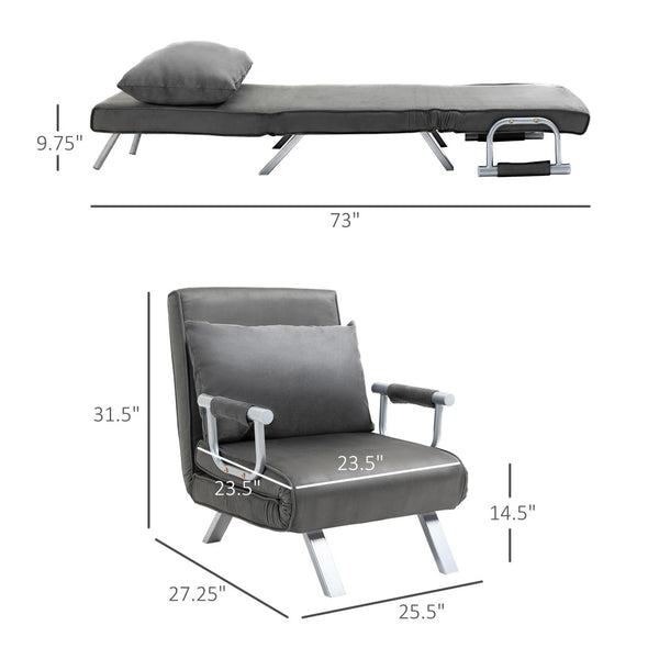 English Elm Single Convertible Sleeper Chair Suede Foam Cushion Chaise for Studio Apartments T3971P383979