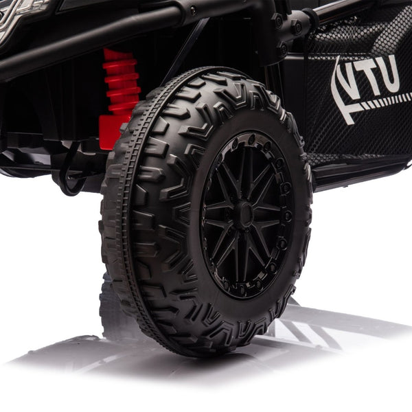 English Elm 24v Two Seater Kids Utv with Parental Remote Dual Motors Four Wheel Suspension Led Black W1578P198431