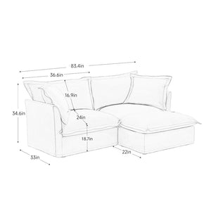 English Elm Slipcovered Sectional Sofa With Convertible Ottoman – Cozy Chenille L-Shaped Couch For Families & Pets W3041S00004-GIGA