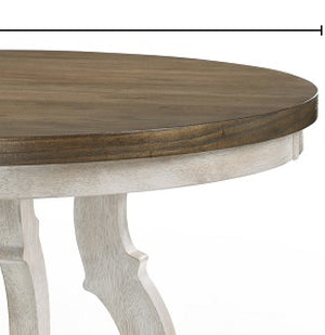 English Elm Cillin Weathered Walnut & Antique White Round Dining Table – 45mm Thick Top, Durable Rubberwood Design B2726S00522