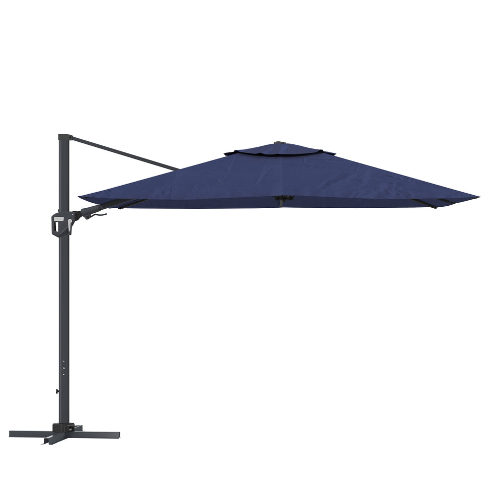 English Elm 11FT Square Cantilever Patio Umbrella with UPF50+ 280g Solution-Dyed Fabric, 360° Rotate, Rust-Resist Aluminum Frame Dark Blue 108.27 L x 16.54 W x 6.69 H T3609P333097