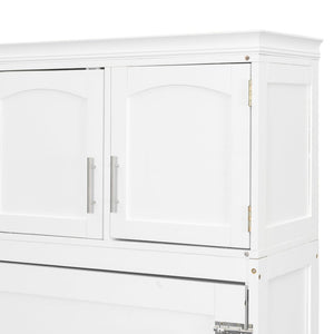 English Elm Queen Murphy Wall Bed with Storage Cabinets and Wine Rack for Small Space Living White LP000879AAK-1