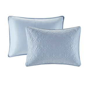English Elm Reversible Madison Park Quebec King Bedspread Set Blue Cottage Quilted Microfiber with Antimicrobial Finish B03597409