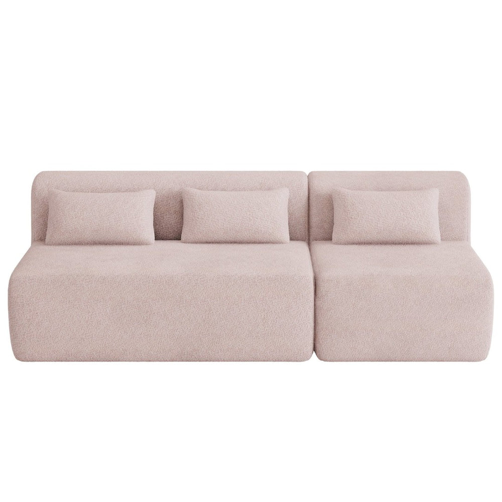 English Elm Upholstered Boucle Sofa with Lumbar Pillow Pocket Spring Seating for Living Room N719P250550P