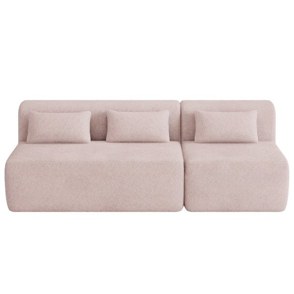 English Elm Upholstered Boucle Sofa with Lumbar Pillow Pocket Spring Seating for Living Room N719P250550P