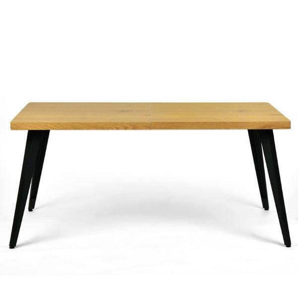 63 Inch Wood and Iron Dining Table Industrial Farmhouse Style Seats Six for Modern Rooms