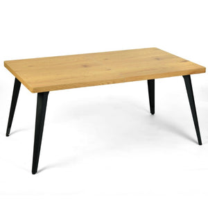 63 Inch Wood and Iron Dining Table Industrial Farmhouse Style Seats Six for Modern Rooms