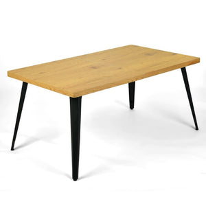 63 Inch Wood and Iron Dining Table Industrial Farmhouse Style Seats Six for Modern Rooms