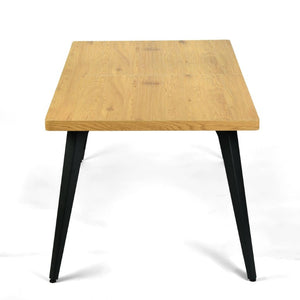 63 Inch Wood and Iron Dining Table Industrial Farmhouse Style Seats Six for Modern Rooms