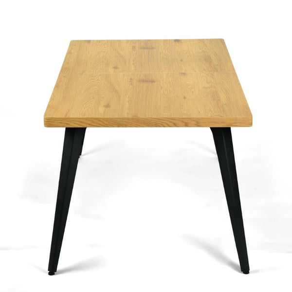 63 Inch Wood and Iron Dining Table Industrial Farmhouse Style Seats Six for Modern Rooms
