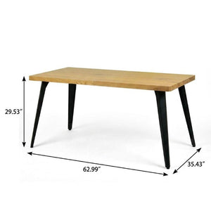 63 Inch Wood and Iron Dining Table Industrial Farmhouse Style Seats Six for Modern Rooms