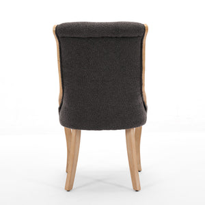 English Elm Snow velvet dining chair with plush breathable upholstery, mid-century wood trim and sculpted legs comfort and style Gray W1143P332692