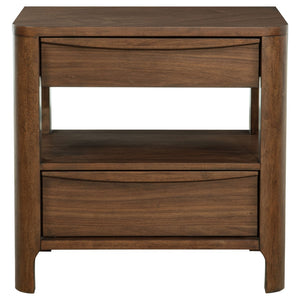 English Elm Mirador Elm Veneer 2-drawer Nightstand with Felt-lined Storage and Cord Management B062P447804