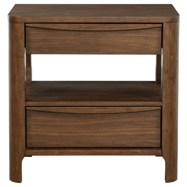 English Elm Mirador Elm Veneer 2-drawer Nightstand with Felt-lined Storage and Cord Management B062P447804