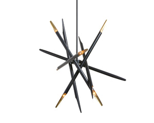 Sunpan SERWIN Mid-Century Modern Chandelier - Bold Black & Gold Design for Dining Rooms & Entryways 107931