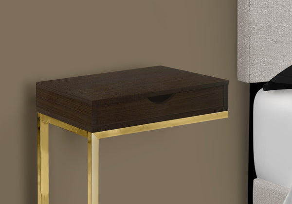 English Elm Accent C-shaped Sofa Side Table with Storage Drawer Grey Wood Grain Modern B2710P219228