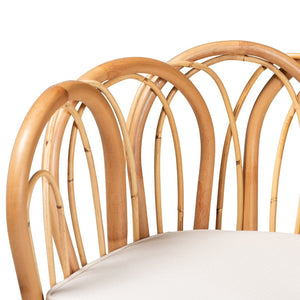 English Elm Modern Handcrafted Rattan Dining Chair with Geometric Open Back and Foam Seat Cushion B2750P470023