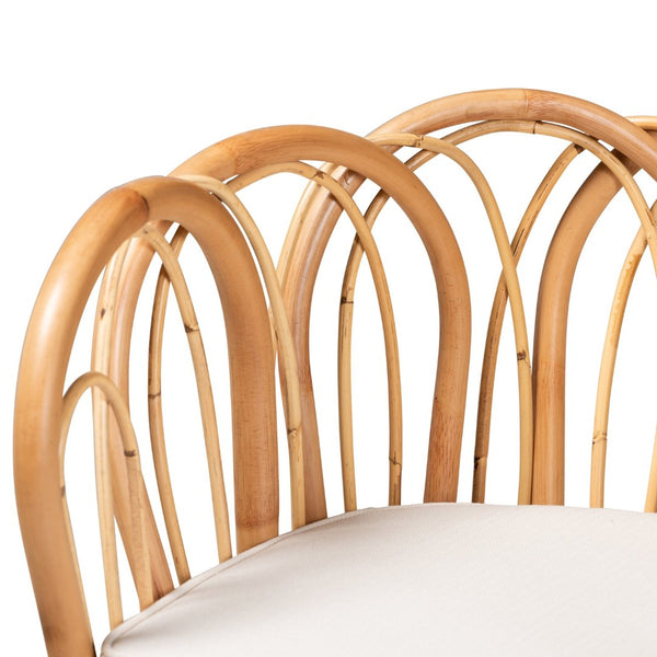 English Elm Modern Handcrafted Rattan Dining Chair with Geometric Open Back and Foam Seat Cushion B2750P470023