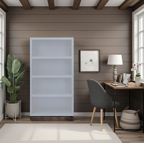 English Elm Nora Modular 60" High Bookshelf – Fully Assembled Two-Tone Alder & Poplar Shelving for Stylish Storage White B108P345202