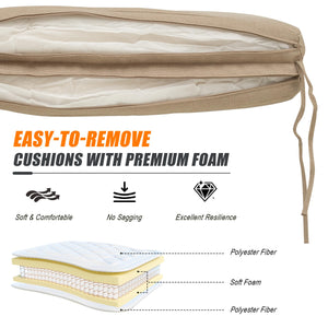 English Elm Outdoor 2-Seat Patio Porch Swing with Steel Frame, PE Rattan, 750lb Capacity, Plush Cushions, Weatherproof Dark Brown,Dark Gray W1859S00133