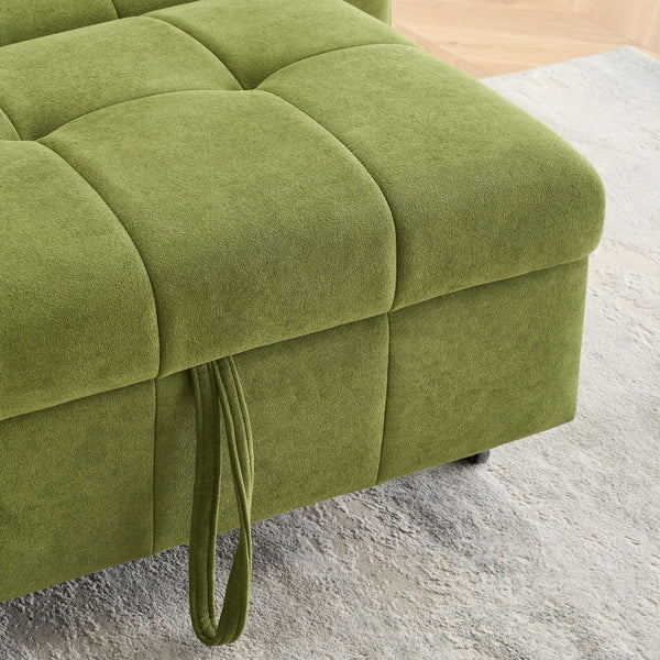 English Elm 77.9-inch cloud velvet 3-seater sofa bed with pull-out sleeper, sturdy wood frame, high-density foam comfort Green W1278S00075