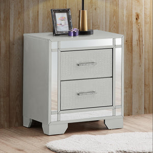 English Elm Elegant Transitional Nightstand with Two Spacious Drawers, Silver Champagne Finish, No Assembly Needed, Durable Design Champagne 20 L x 26 W x 28 H B078108369