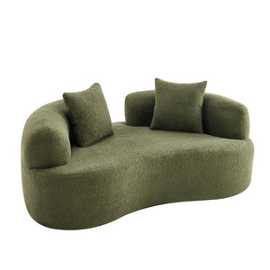 English Elm 66.93 Inch Curved Teddy Velvet Loveseat Sculptural Compact Sofa for Apartments Green W3612P406627
