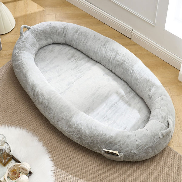 English Elm Human Dog Bed Oversized Memory Foam Floor Lounger with Plush Surface and Storage Pocket W2705P255385