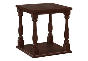 English Elm Accent Square Two-Tier Table with Grooved Top and Turned Legs, Compact Nightstand with Shelf, Brown Veneer Espresso 30 L x 30 W x 9 H B2710P219479