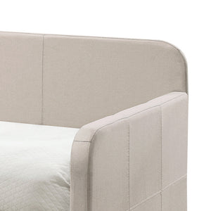 English Elm Jagger Fog Upholstered Daybed with Roll-Out Twin Trundle, Padded Frame, Slat System Included B2726S00321