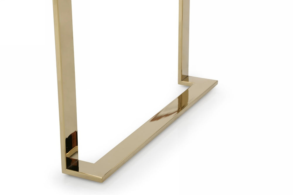 VIG Furniture Adonis High-Gloss White Nightstand With Champagne Gold Legs, Unique Drawer, Fully Assembled Glam VGVCMF-N096