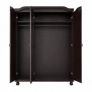 HomeRoots 74 Inch Solid Wood Three Door Combo Dresser for Stylish Bedroom Storage and Organization Brown 764725