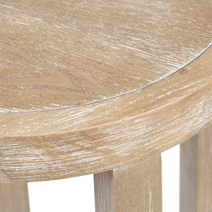 JLA Home Martha Stewart - Round Accent Table — Martha Stewart Bedford 15" Dia x 28" Farmhouse Ash Veneer with Rattan Shelf, Reclaimed Wheat Finish MT120-0024