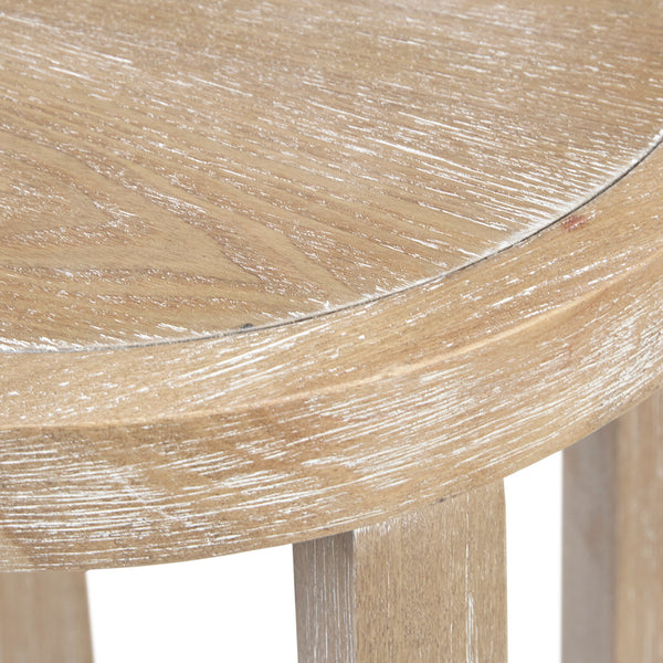 JLA Home Martha Stewart - Round Accent Table — Martha Stewart Bedford 15" Dia x 28" Farmhouse Ash Veneer with Rattan Shelf, Reclaimed Wheat Finish MT120-0024