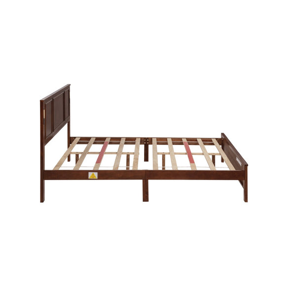 English Elm Queen Pinewood Platform Bed Farmhouse Tall Panel Headboard with Led Lighting and Usb Ports Walnut W504P391092