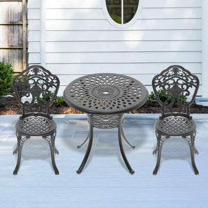 English Elm 3-Piece All-Weather Cast Aluminum Dining Set With Stylish Black Frame For Cozy Outdoor Spaces W1710S00209