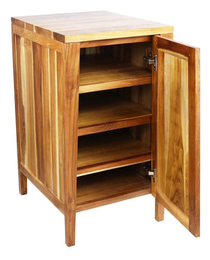 18 Inch Solid Wood Single Door Bathroom Vanity Cabinet in a Warm Light Finish