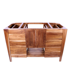 48 Inch Solid Wood Bathroom Vanity with Six Drawers and Double Door Storage