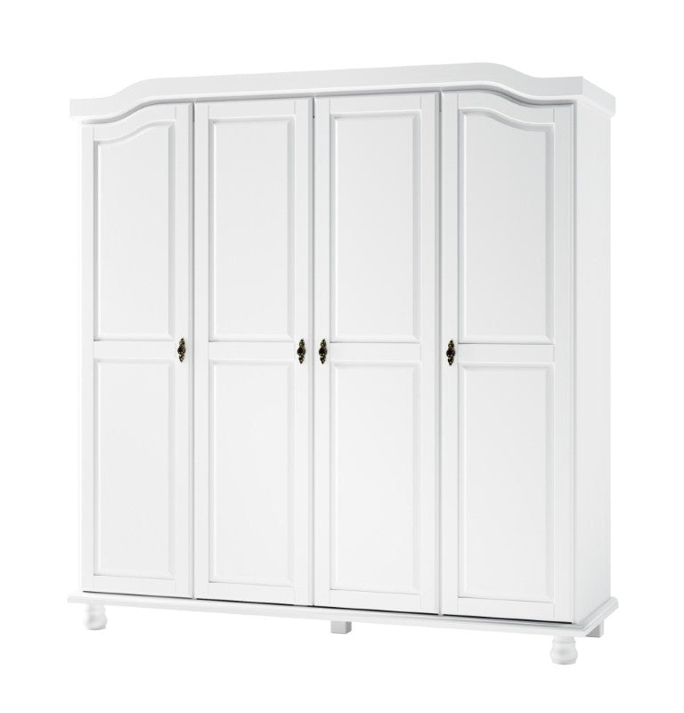 HomeRoots 74 Inch Solid Wood Four Door Combo Dresser for Spacious and Organized Bedroom Storage White 764842