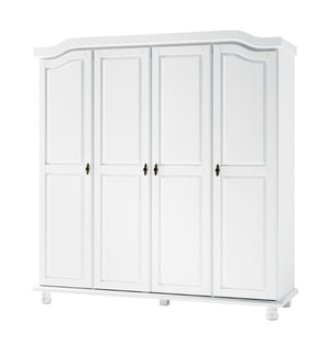 HomeRoots 74 Inch Solid Wood Four Door Combo Dresser for Spacious and Organized Bedroom Storage White 764842