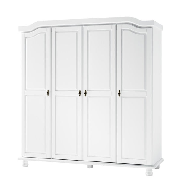HomeRoots 74 Inch Solid Wood Four Door Combo Dresser for Spacious and Organized Bedroom Storage White 764842