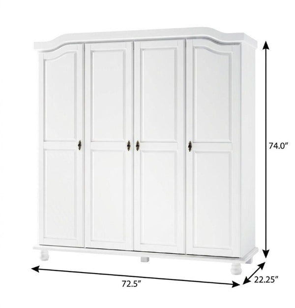 74 Inch Solid Wood Four Door Combo Dresser for Spacious and Organized Bedroom Storage