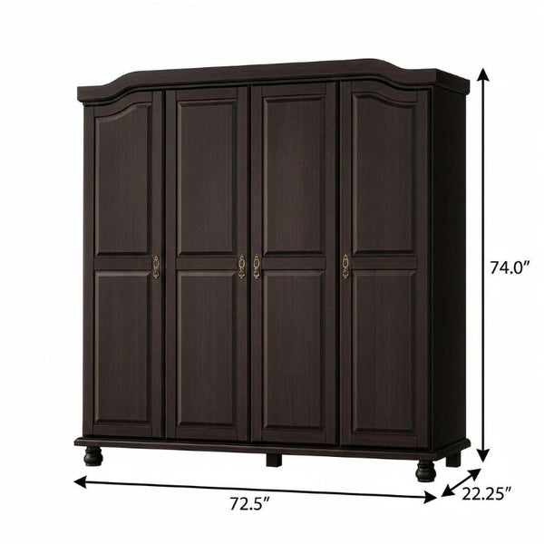 74 Inch Solid Wood Four Door Combo Dresser for Spacious and Organized Bedroom Storage